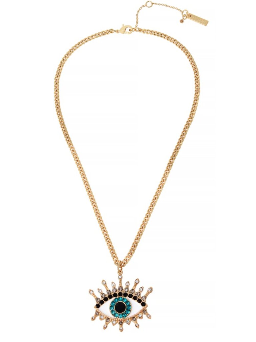 Kurt Geiger Gold Tone Evil Eye Pendant Necklace with Blue Green Accents